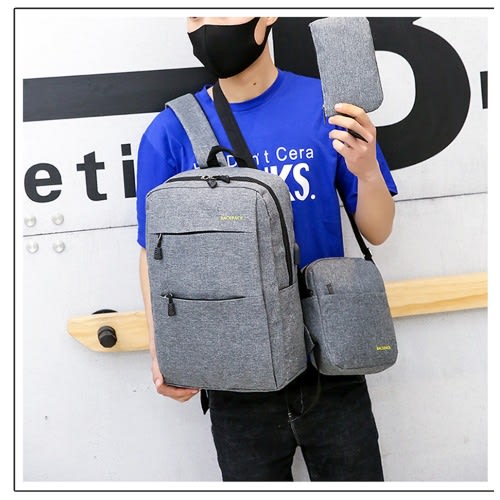 Antitheft 3 In 1 Portable Backpack With Usb Port - Grey