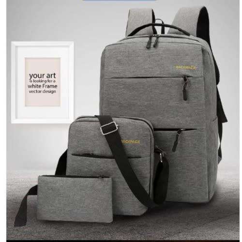 Antitheft 3 In 1 Portable Backpack With Usb Port - Grey