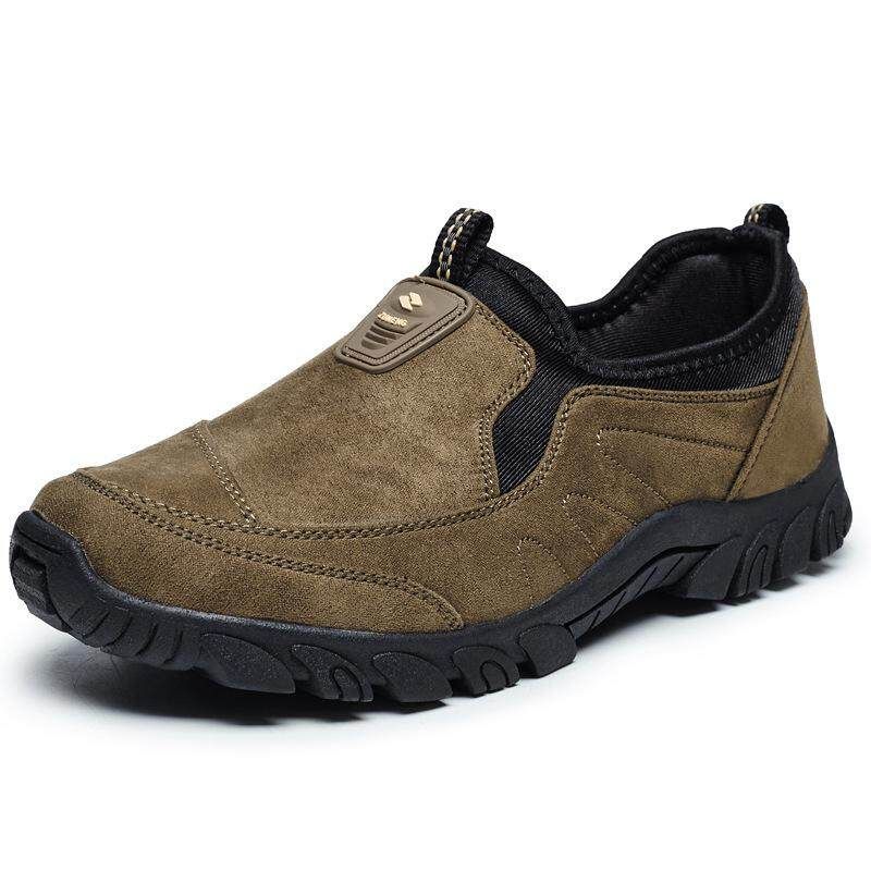 Men Canvas Elastic Slip On Light Weight Sports Outdoors Walking Shoes Sneakers Brown {43}