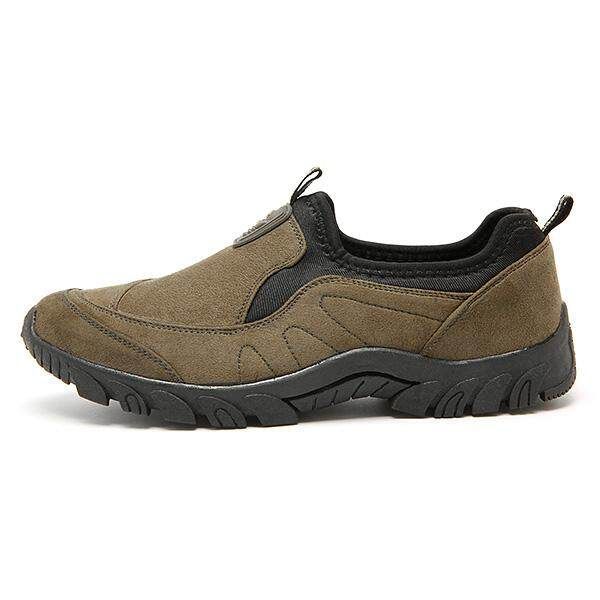 Men Canvas Elastic Slip On Light Weight Sports Outdoors Walking Shoes Sneakers Brown {43}