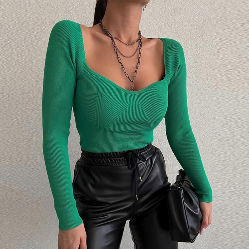 New Autumn and Winter Top Design Sexy Stretch Off Shoulder Bottom Knitted Sweater for Women