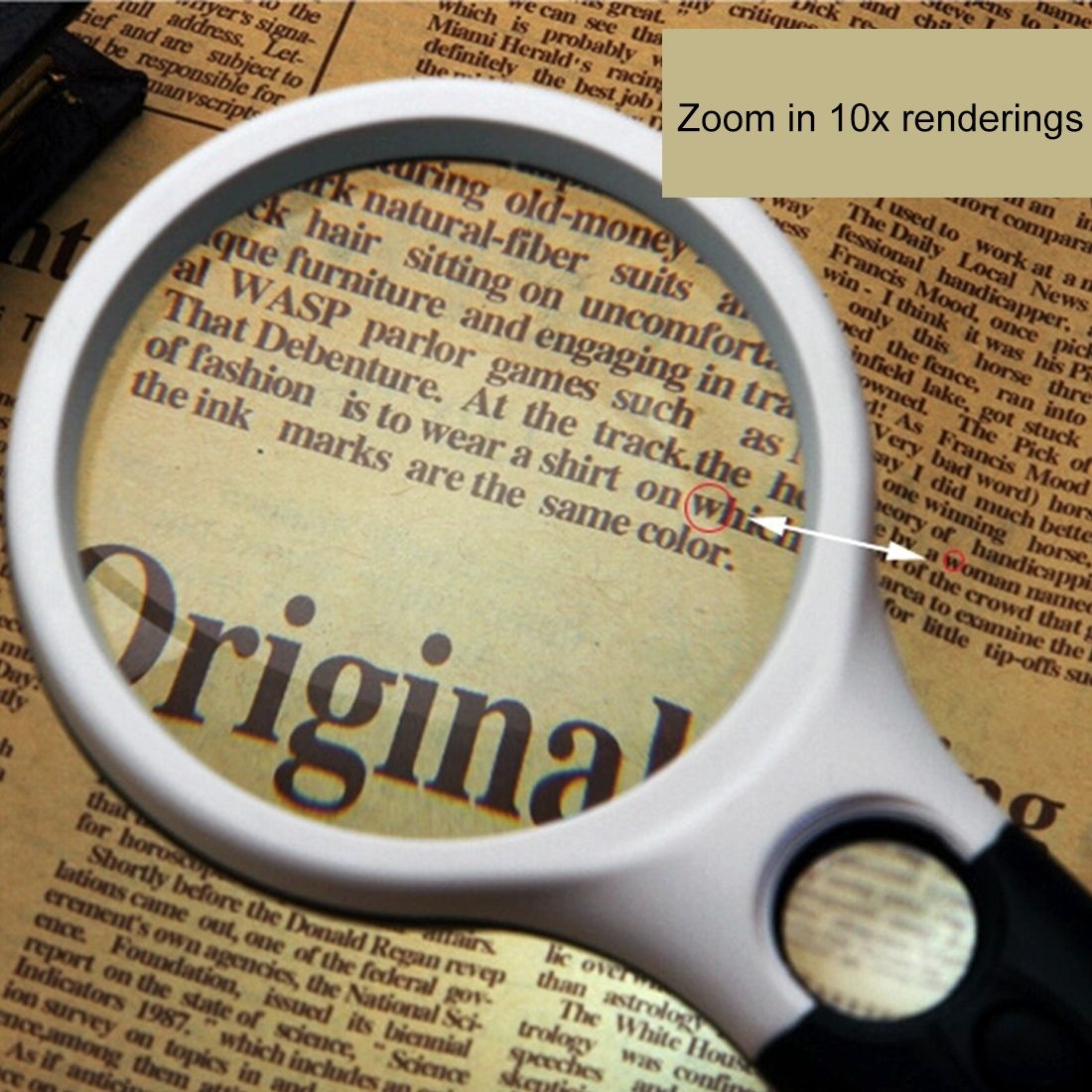 Reading Visual Magnifier With 3 LED Light, Mini Portable 3-45X Handheld (Black)