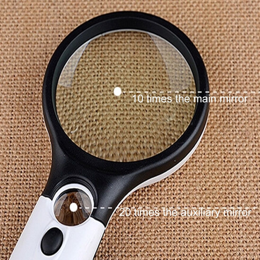 Reading Visual Magnifier With 3 LED Light, Mini Portable 3-45X Handheld (Black)
