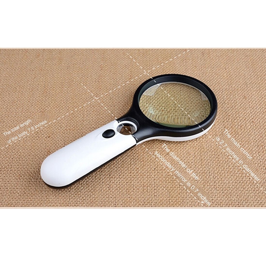 Reading Visual Magnifier With 3 LED Light, Mini Portable 3-45X Handheld (Black)