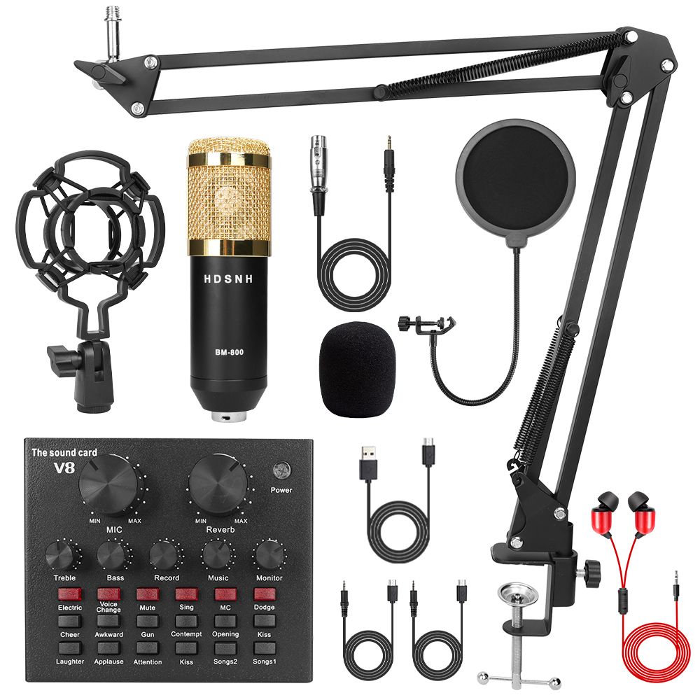 V8 Sound Card Professionel Microphone Studio Mic Condensador