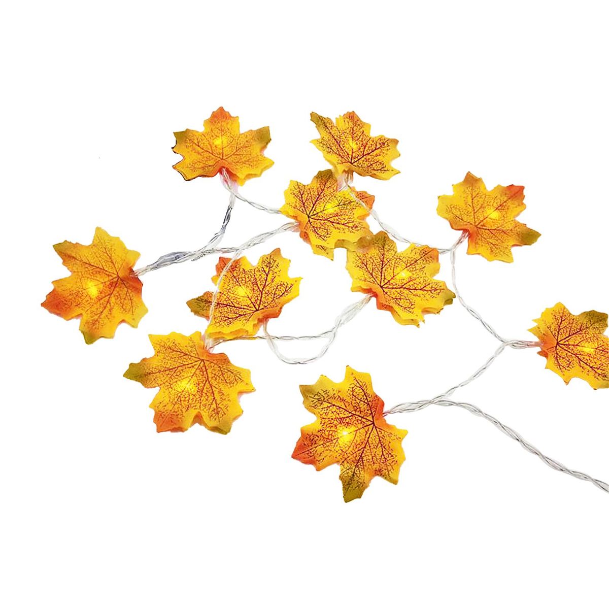 20FT 40LEDs Halloween Fairy String Lights Maple Leaf  Shaped Hanging Lights Warm White Waterproof Battery Operated Decorative Lighting