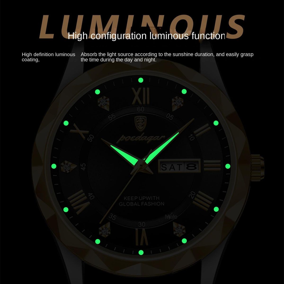 Swiss waterproof luminous new men's watch belt type quartz watch