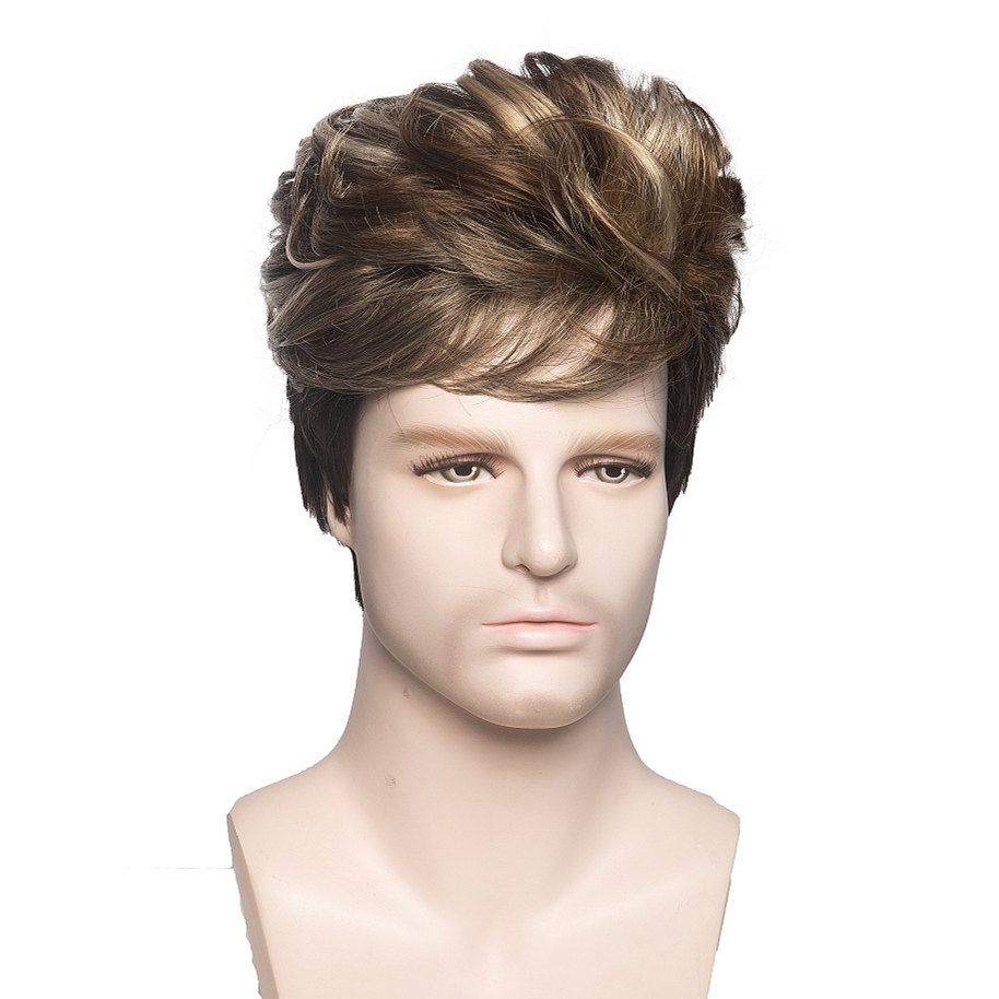 Men's Smooth Natural Wig Straight Hair Synthetic Men's Wig