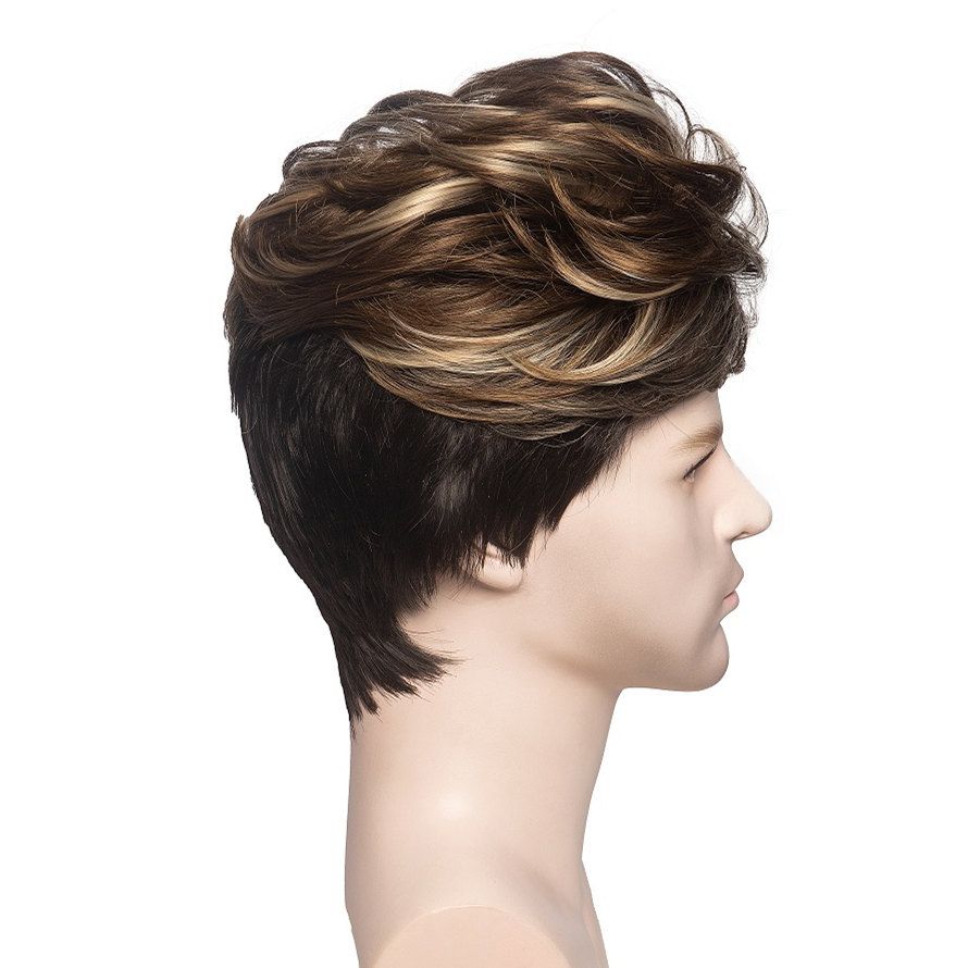 Men's Smooth Natural Wig Straight Hair Synthetic Men's Wig