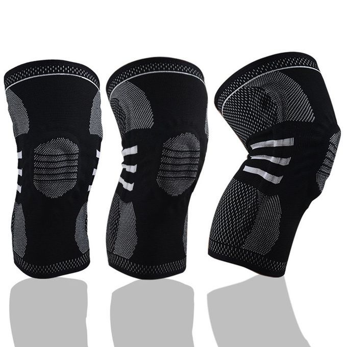 Sports Knee Support Silicone Pad Knee Brace Protection For Athletes Stability Black White