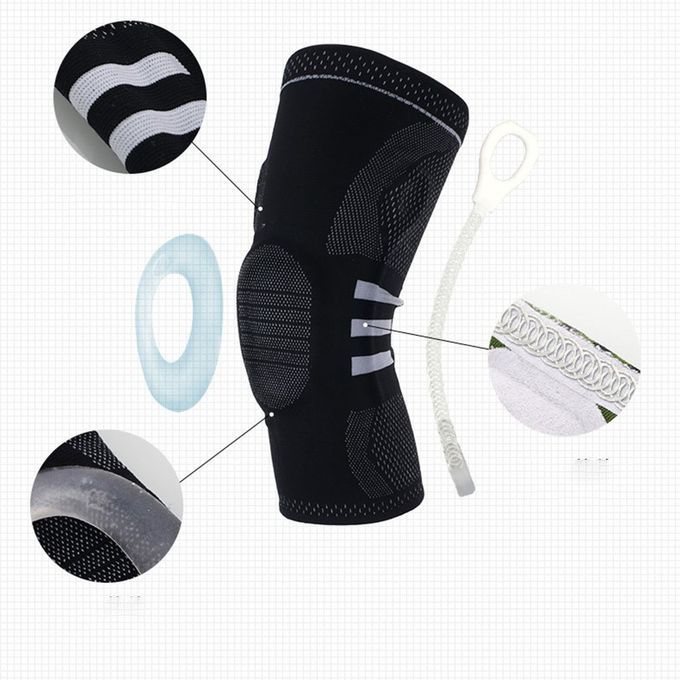 Sports Knee Support Silicone Pad Knee Brace Protection For Athletes Stability Black White