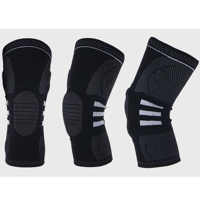 Sports Knee Support Silicone Pad Knee Brace Protection For Athletes Stability Black White