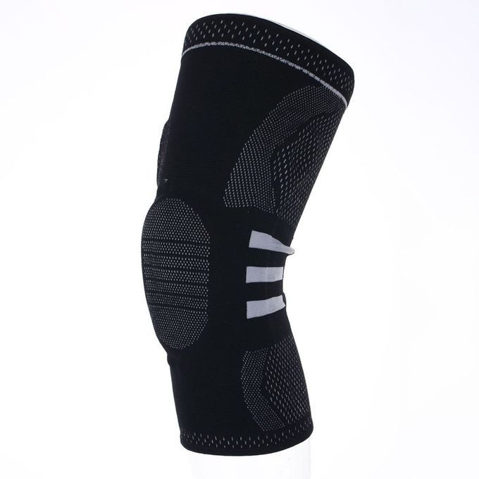 Sports Knee Support Silicone Pad Knee Brace Protection For Athletes Stability Black White