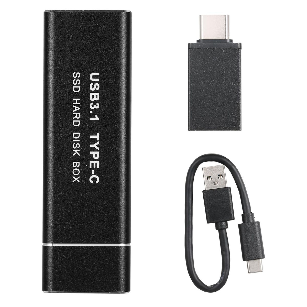 M.2 NVMe/SATA Dual Protocol Mobile Hard Disk Case USB3.1 Type-C External SSD Enclosure Aluminum Alloy Shell(1 Cable+1 Adapter)