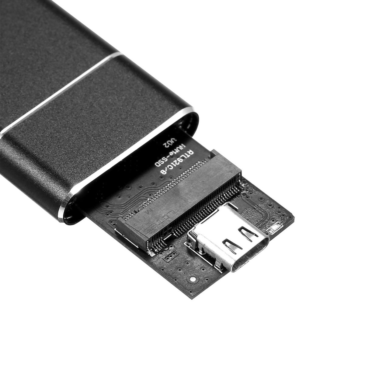 M.2 NVMe/SATA Dual Protocol Mobile Hard Disk Case USB3.1 Type-C External SSD Enclosure Aluminum Alloy Shell(1 Cable+1 Adapter)