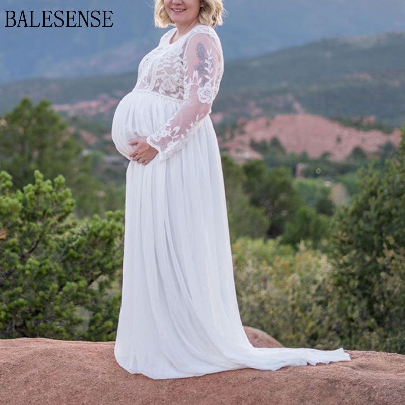 Floral Lace Chiffon Maternity Maxi Gowns Wedding Party