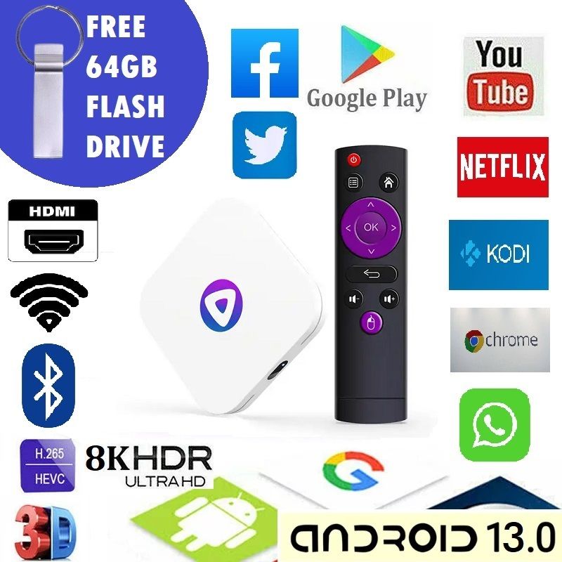 Max Android 13 TV Box 2GB 16GB With Bluetooth & WiFi