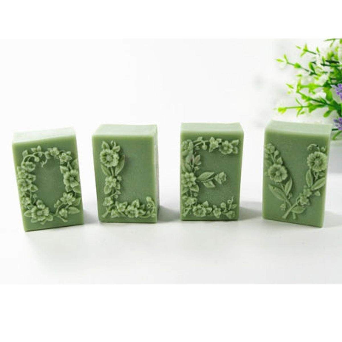 4Pcs DIY Rectangular Flower Flexible Silicone Mold 3D Soap Cake Mould