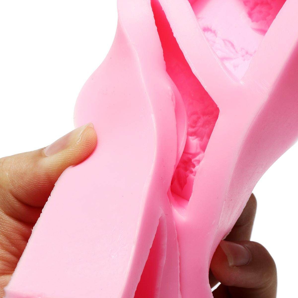 4Pcs DIY Rectangular Flower Flexible Silicone Mold 3D Soap Cake Mould