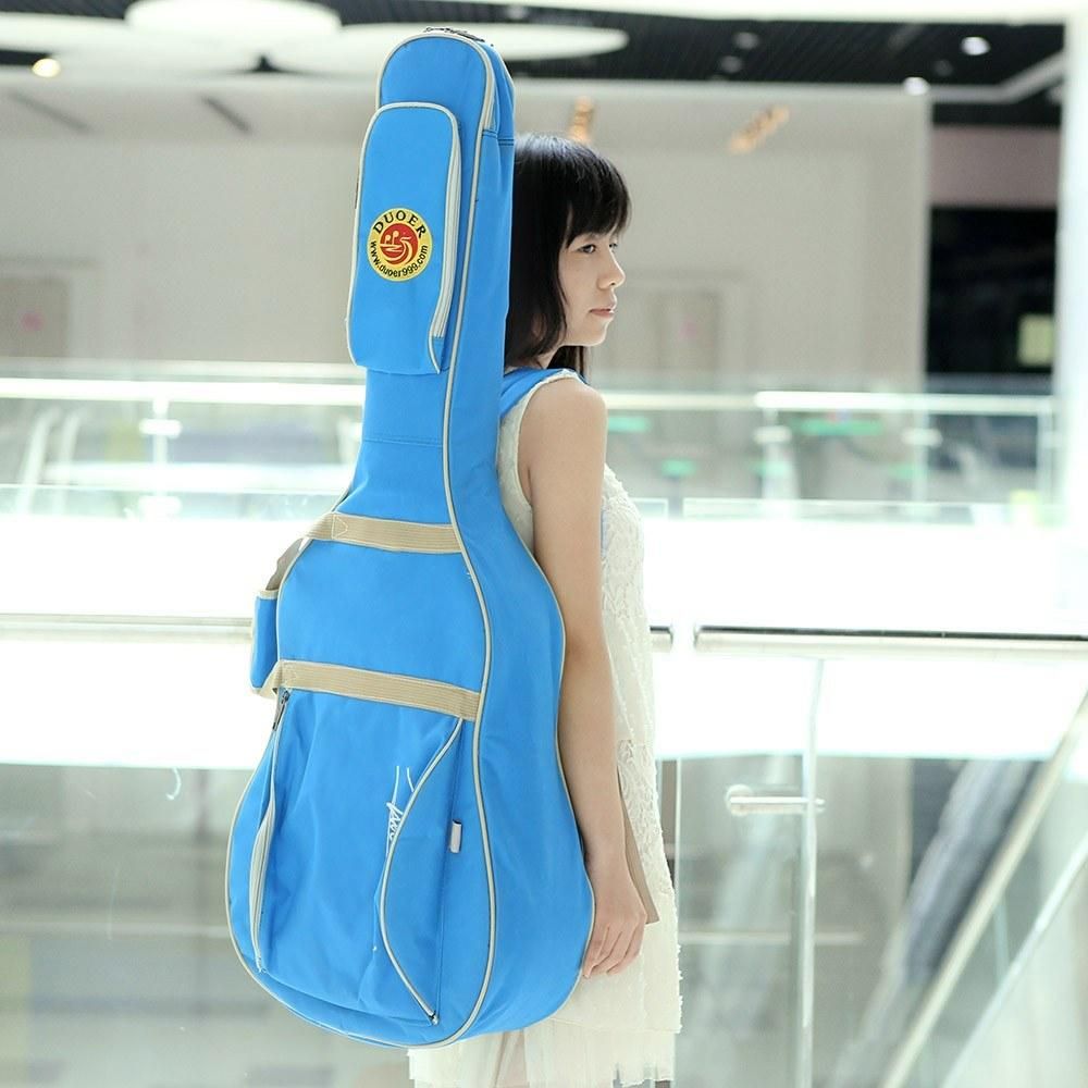 600D Water-resistant Oxford Cloth 10mm Sponge Cotton Padded Guitar Bag Backpack Shoulder Straps Pockets Gig Case for 41Inchs Acoustic Classic Folk Guitar