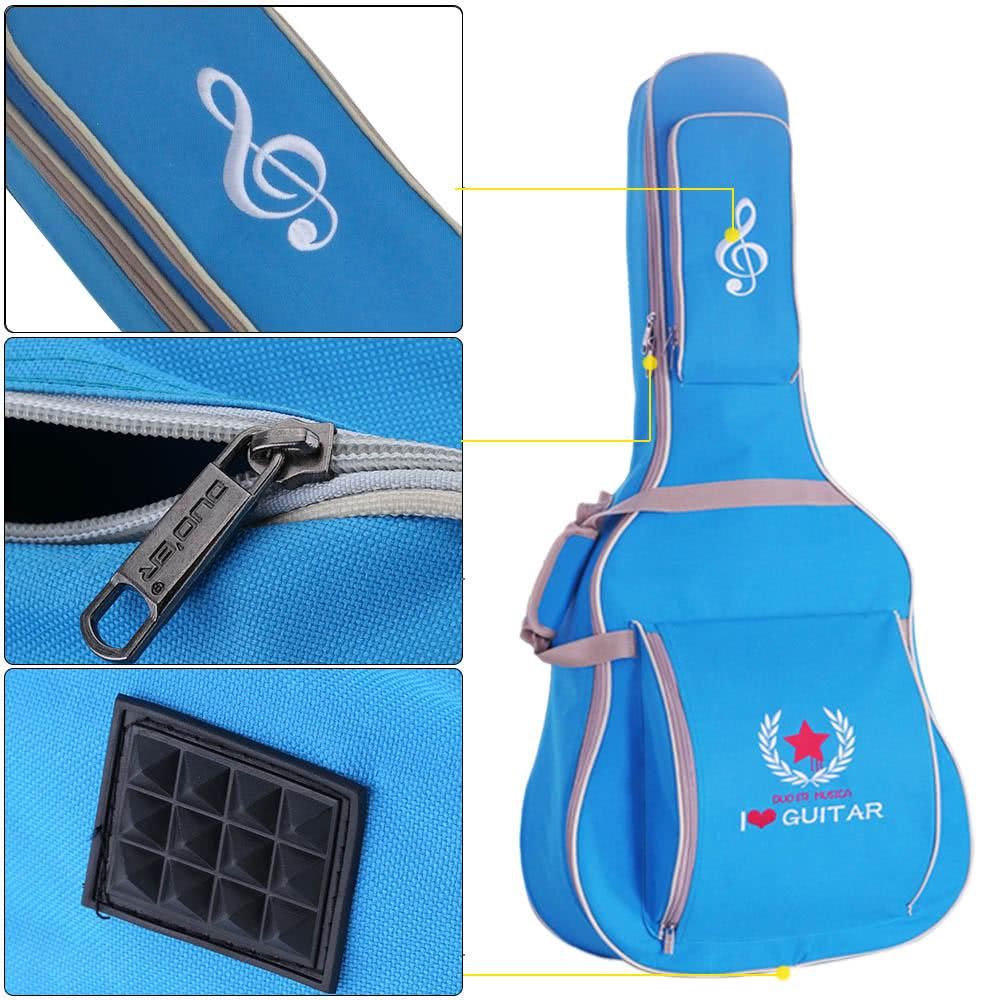 600D Water-resistant Oxford Cloth 10mm Sponge Cotton Padded Guitar Bag Backpack Shoulder Straps Pockets Gig Case for 41Inchs Acoustic Classic Folk Guitar