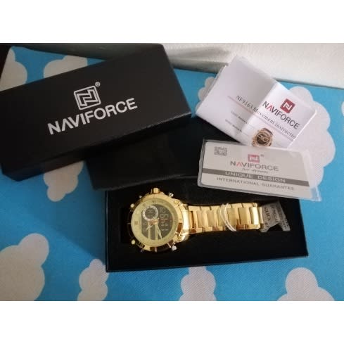 Men's Watch - Gold Quartz Waterproof Dual Display - Analog & Digital