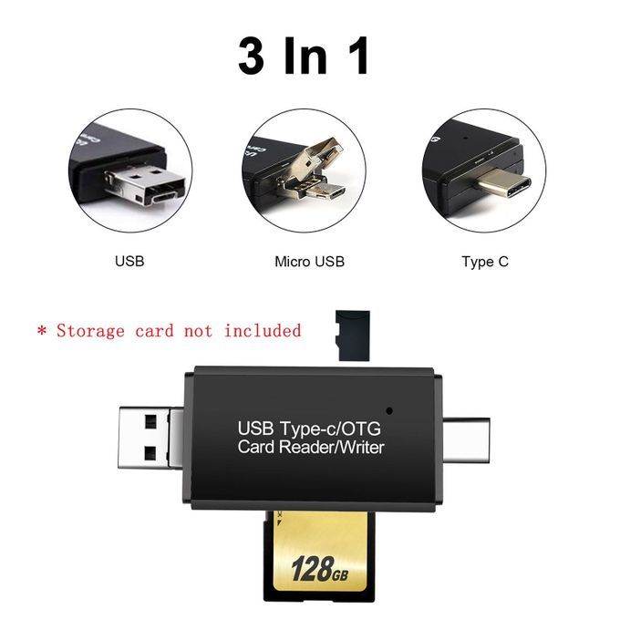 Portable Memory Card Reader 3 In 1 Adapter For TF Card