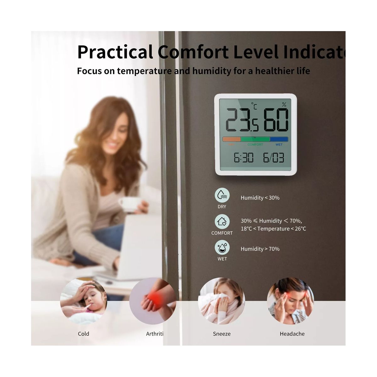 LCD Digital Hygrothermograph Indoor  Hygrometer Baby Room Environment Monitor Temperature Humidity Meter