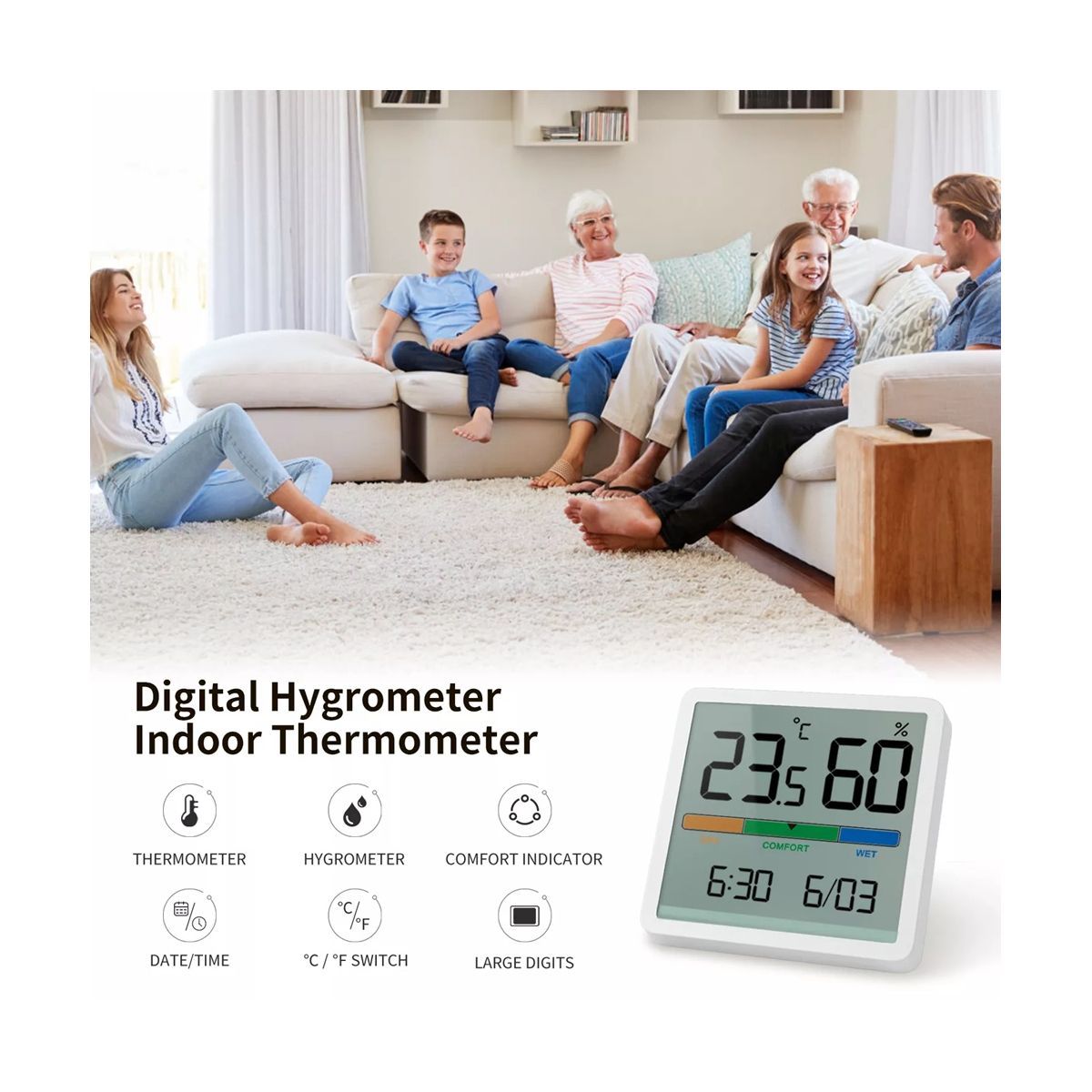 LCD Digital Hygrothermograph Indoor  Hygrometer Baby Room Environment Monitor Temperature Humidity Meter