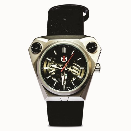 Leather Calendar Wristwatch - Black