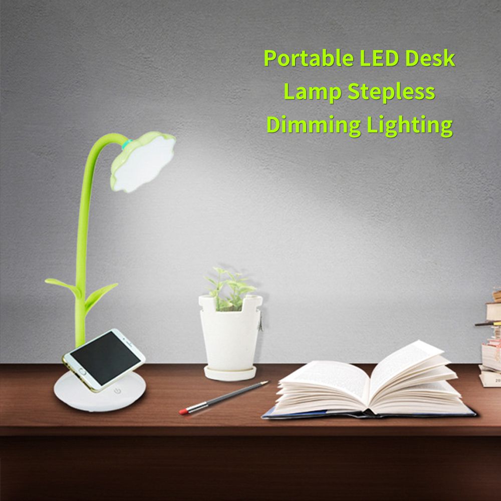 LEDs Desk Lamp With Phone Holder Base USB Rechargeable Night