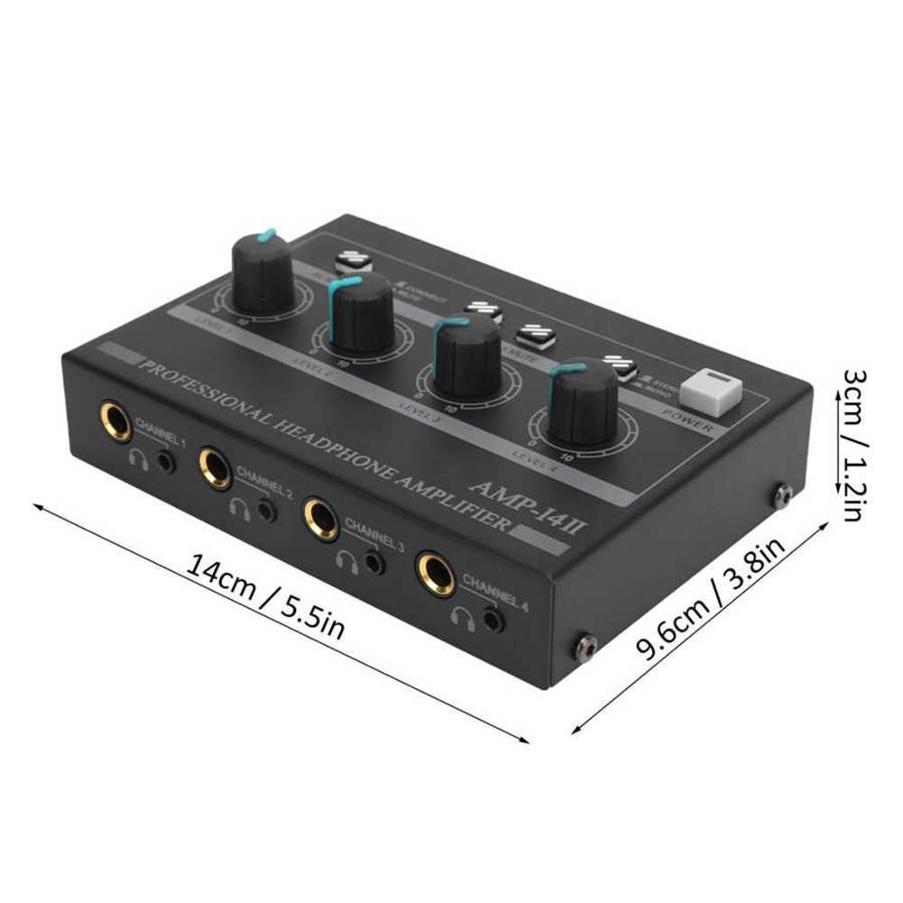 Headphone Amplifier 4-Channel Ferroalloy Mono/Stereo Monitor Set AMP-I4 II Chargeable Headphone Amplifier(US Plug)