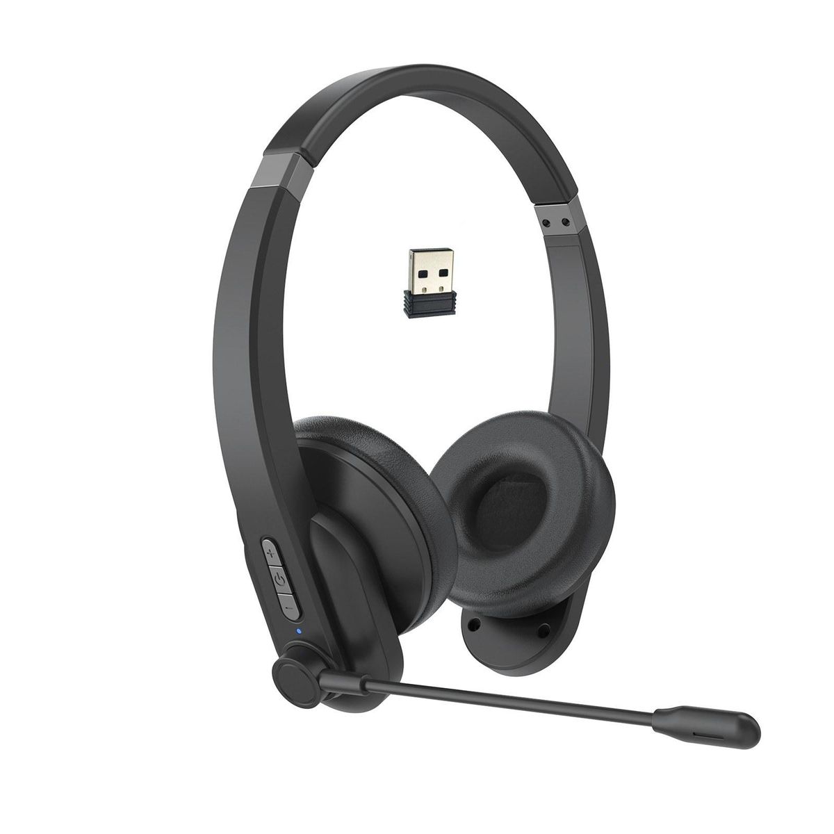 2.4GHz Wireless Headphones Call Center Earphone On Ear Headset with ENC Noise Reduction Microphone Adjustable Headband Volume Control