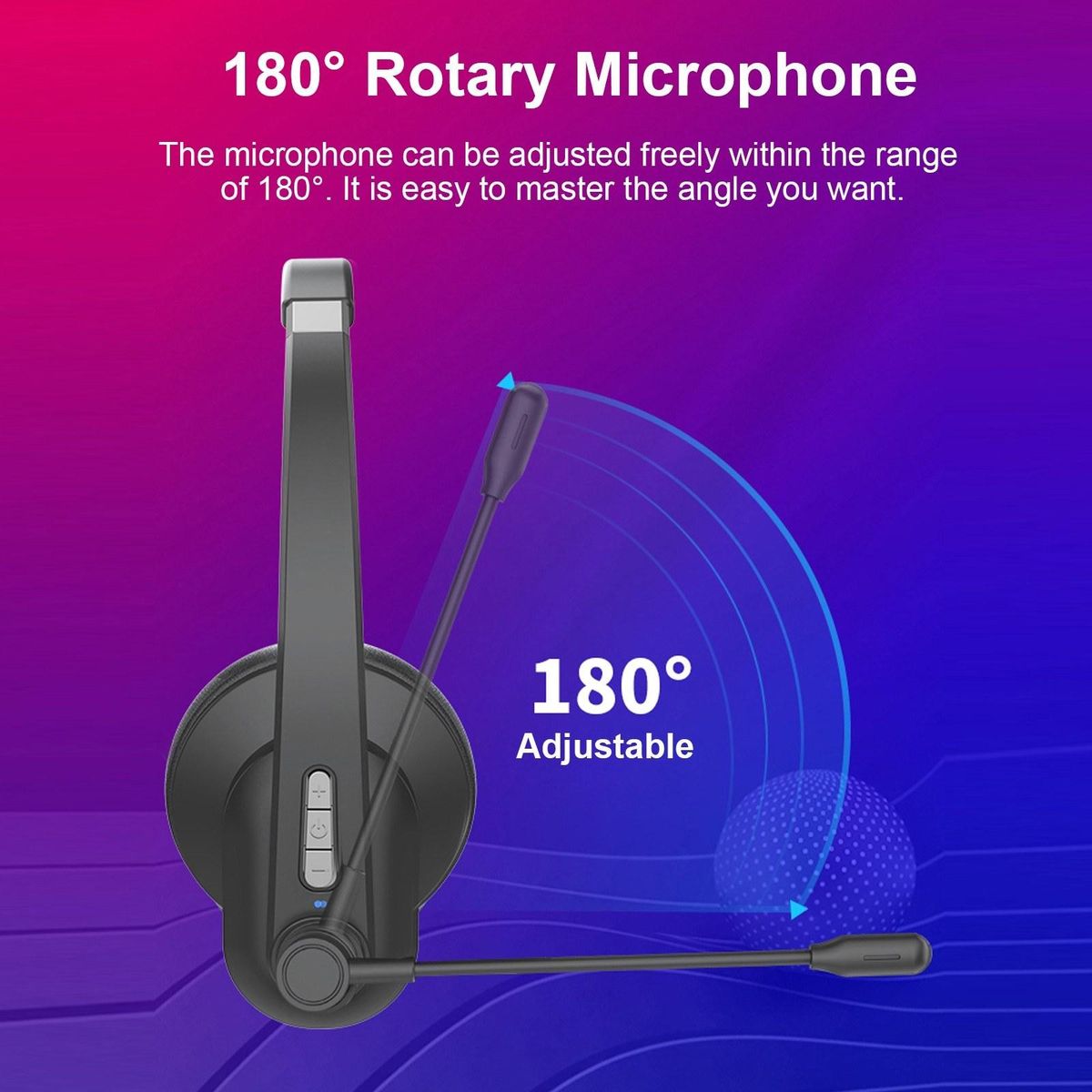 2.4GHz Wireless Headphones Call Center Earphone On Ear Headset with ENC Noise Reduction Microphone Adjustable Headband Volume Control