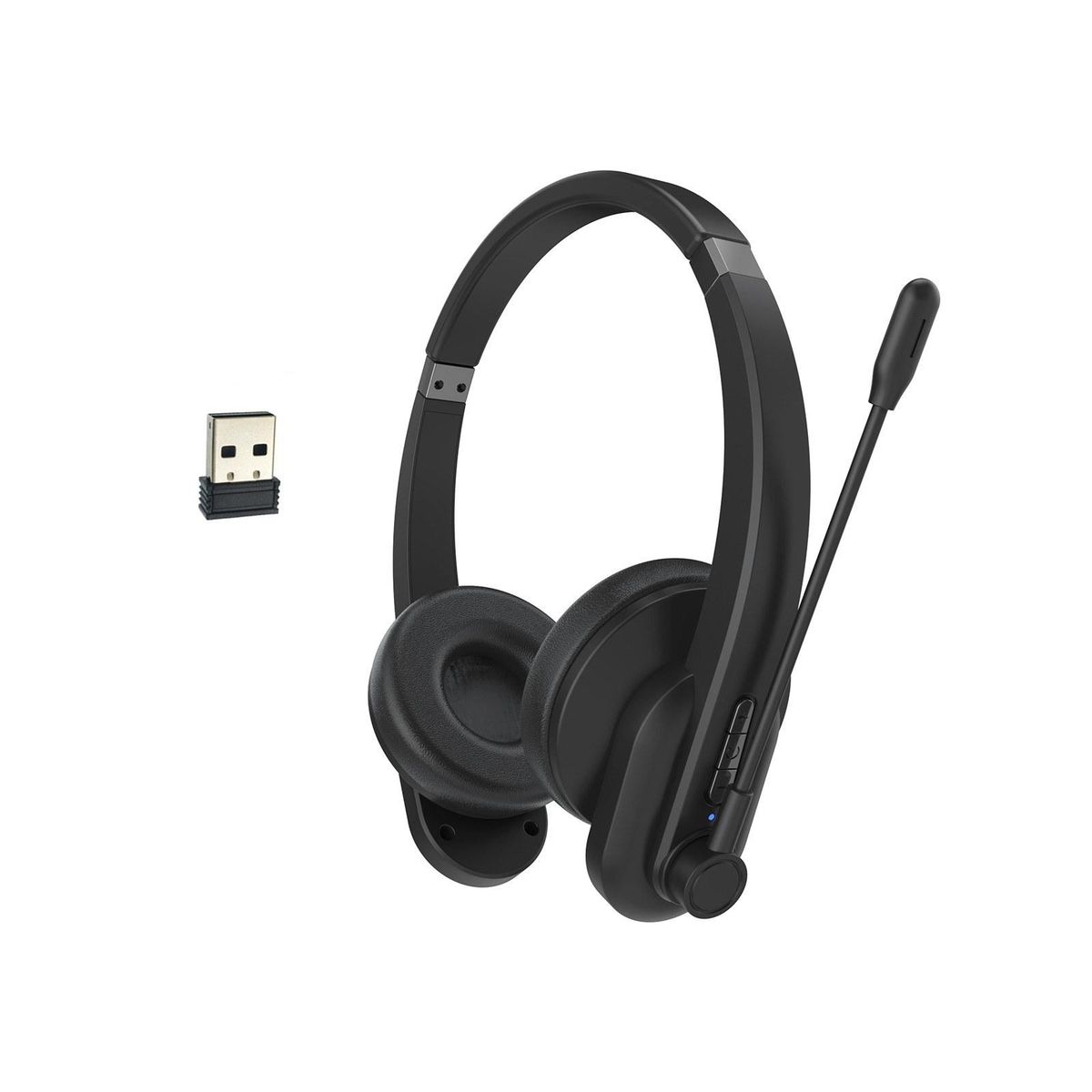 2.4GHz Wireless Headphones Call Center Earphone On Ear Headset with ENC Noise Reduction Microphone Adjustable Headband Volume Control