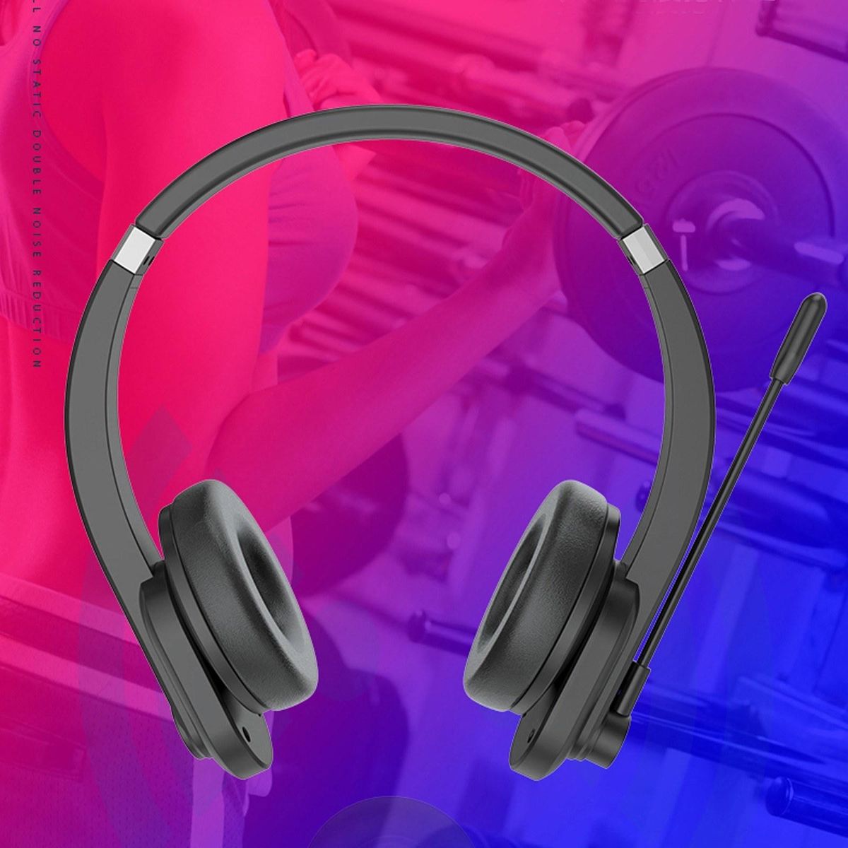 2.4GHz Wireless Headphones Call Center Earphone On Ear Headset with ENC Noise Reduction Microphone Adjustable Headband Volume Control