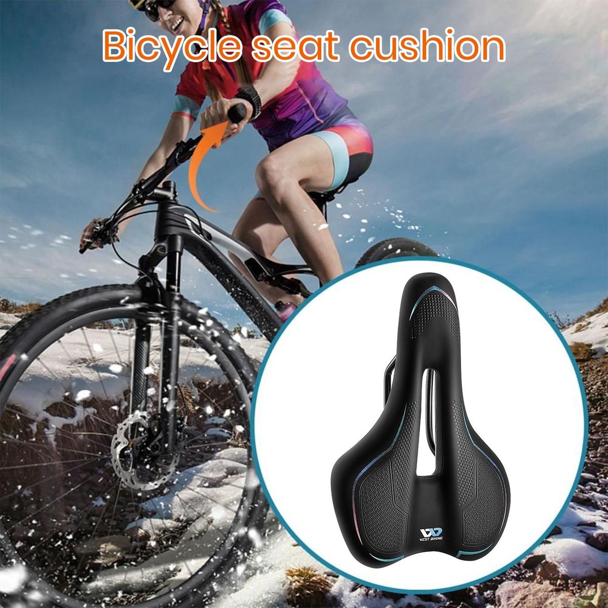 Bicycle Saddle Mountain Bike Seat Cushion Cycling Saddle Multicolor