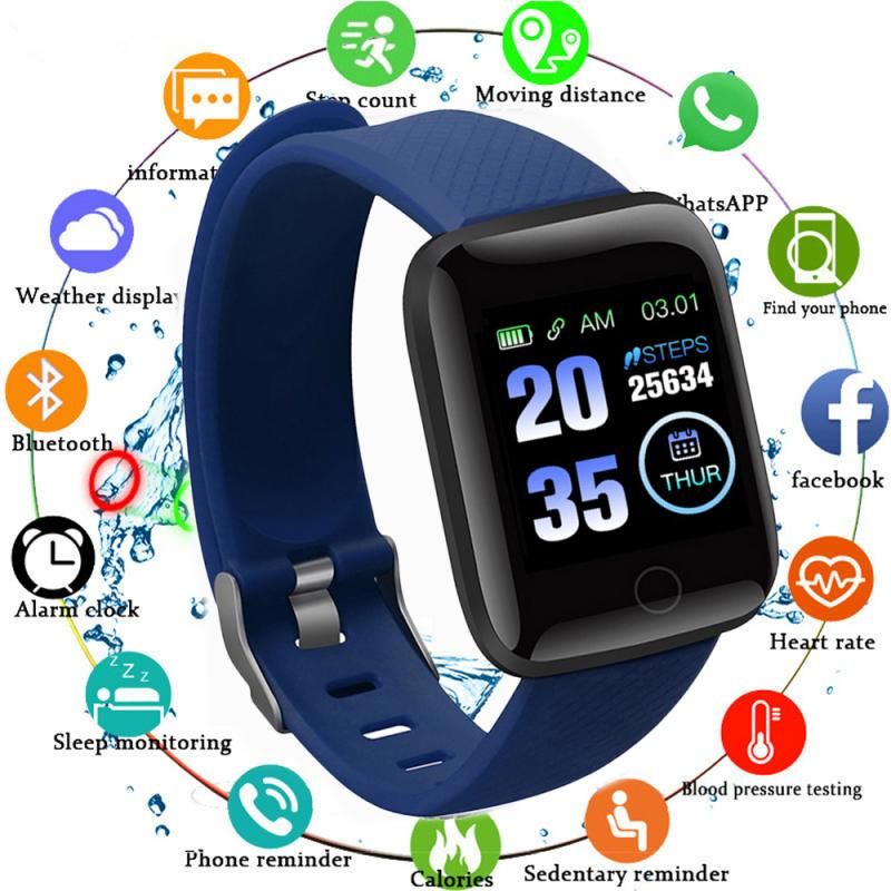 116plus Waterproof Smart Watch Bracelet Heart Rate Black