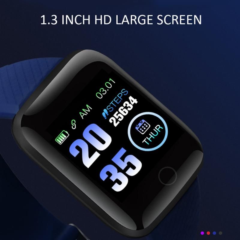 116plus Waterproof Smart Watch Bracelet Heart Rate Black