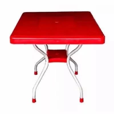 Portable Square Table With 4 Aluminium Curved Legs - Multicolour