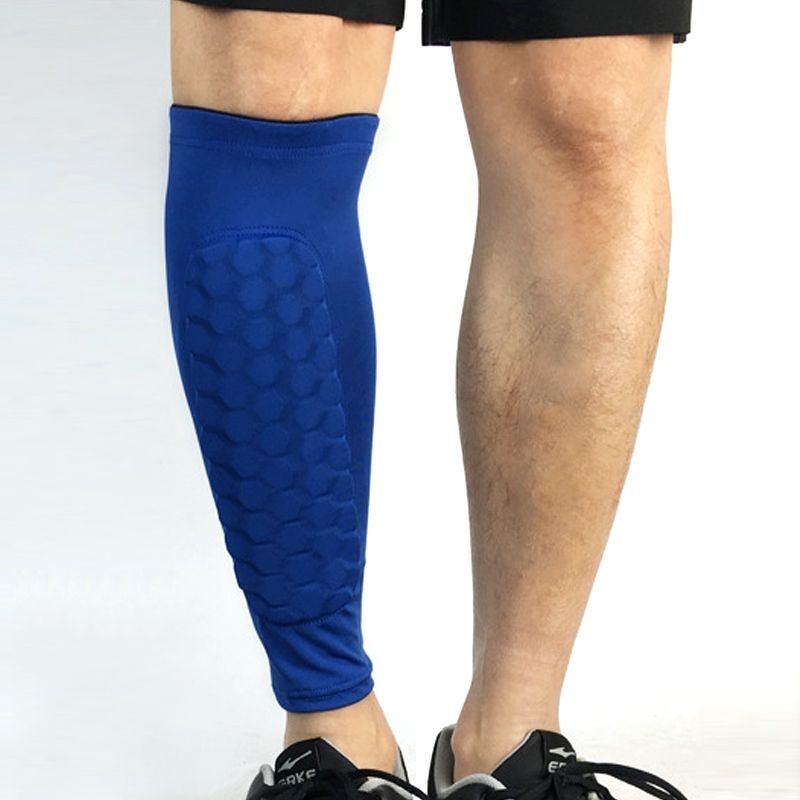 Football Anti-collision Leggings Outdoor Basketball Riding Mountaineering Ankle Protect Calf Socks Gear Protecter(Blue Size: M)