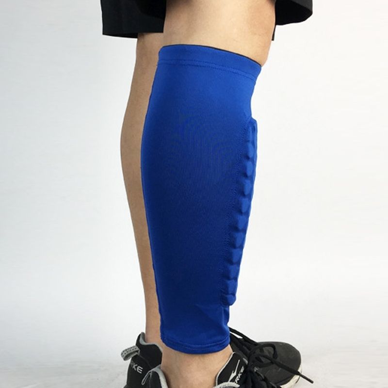 Football Anti-collision Leggings Outdoor Basketball Riding Mountaineering Ankle Protect Calf Socks Gear Protecter(Blue Size: M)