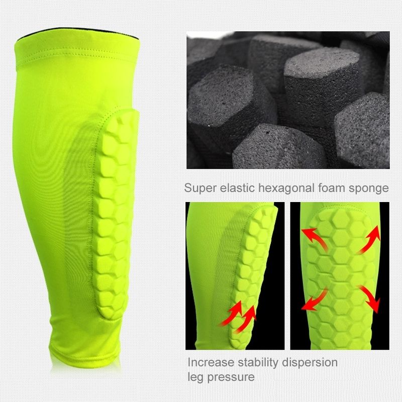 Football Anti-collision Leggings Outdoor Basketball Riding Mountaineering Ankle Protect Calf Socks Gear Protecter(Blue Size: M)
