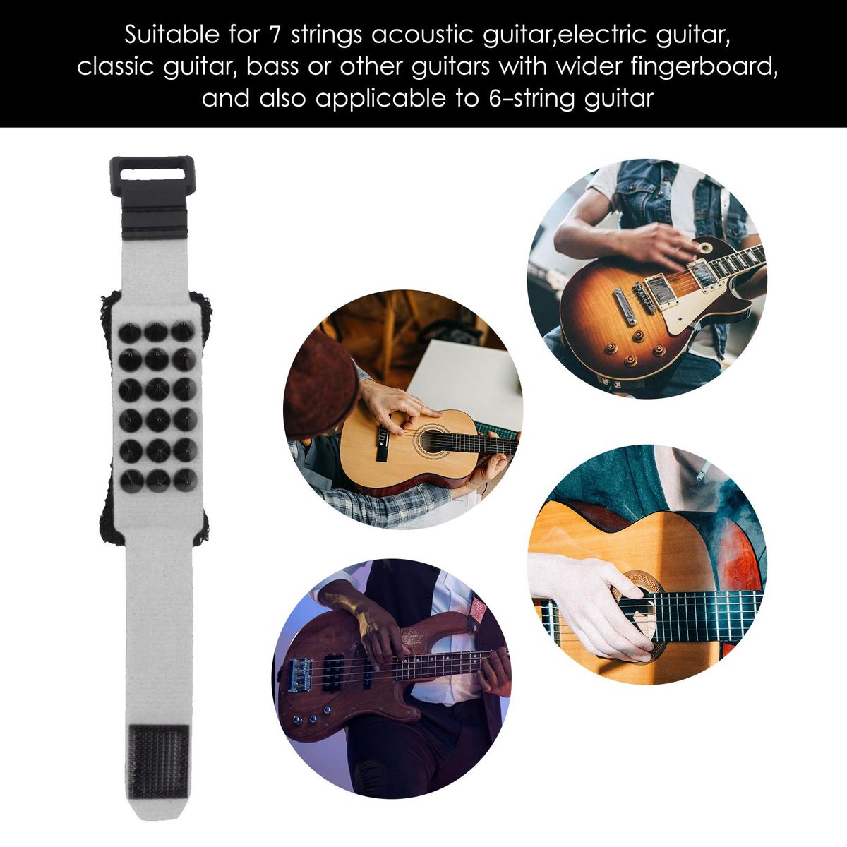 19cm Guitar String Mute Guitar/Bass Gear Fretboard Muting Wrap Punk Style String Dampener String Muter for 7-String Guitar Bass/ Electric/ Acoustic/ Acoustic Guitars