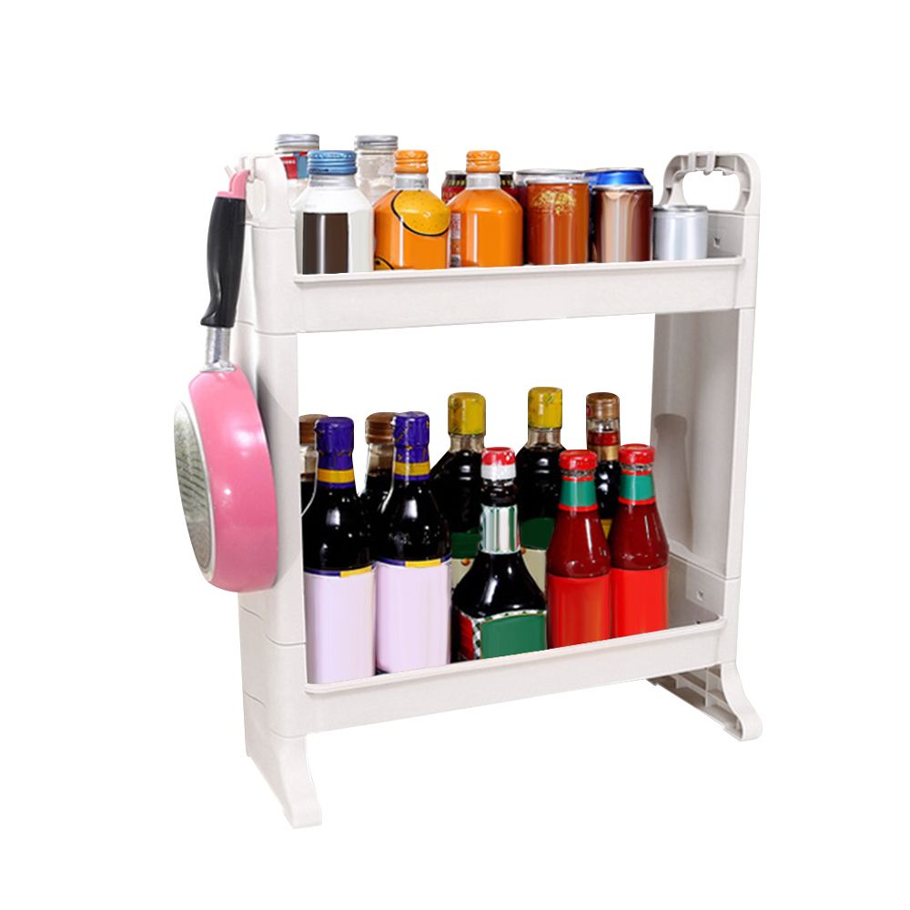 2-Tier Storage Rack Countertop Standing Shelf With Hook