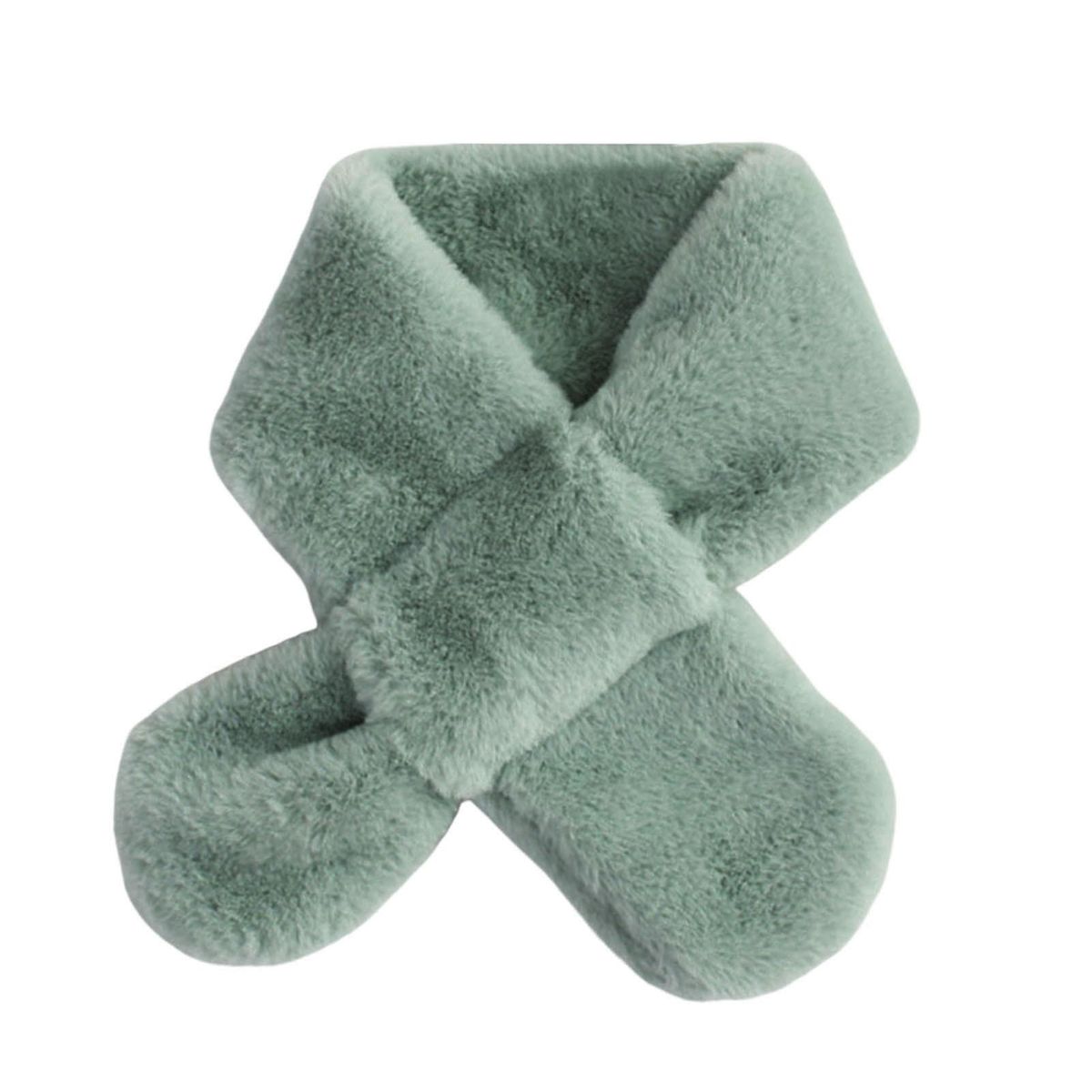 Children Scarf Baby Thickened Faux Rabbit Fur Scarf Green