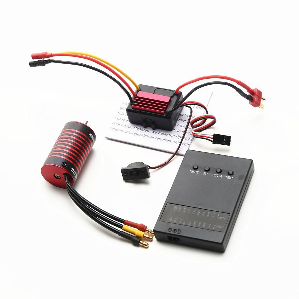 GTSKYTENRC Waterproof 2838 5800KV Brushless Motor & 35A Brushless ESC & Programming card Replacement for 1/14 1/16 SCY HSP Trax4 HPI Remote Control Car Truck