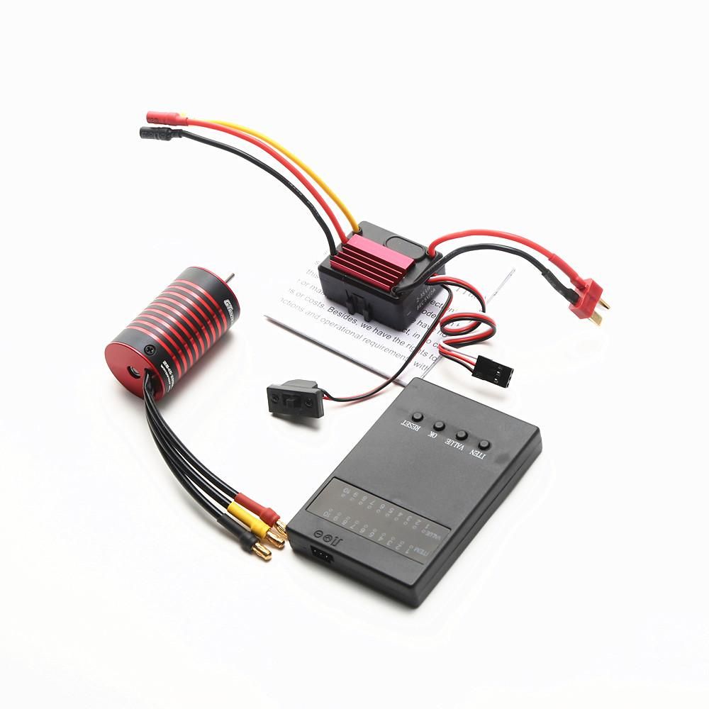 GTSKYTENRC Waterproof 2838 5800KV Brushless Motor & 35A Brushless ESC & Programming card Replacement for 1/14 1/16 SCY HSP Trax4 HPI Remote Control Car Truck