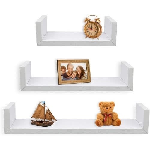 Set Of 3 U-shape Floating Shelf - White