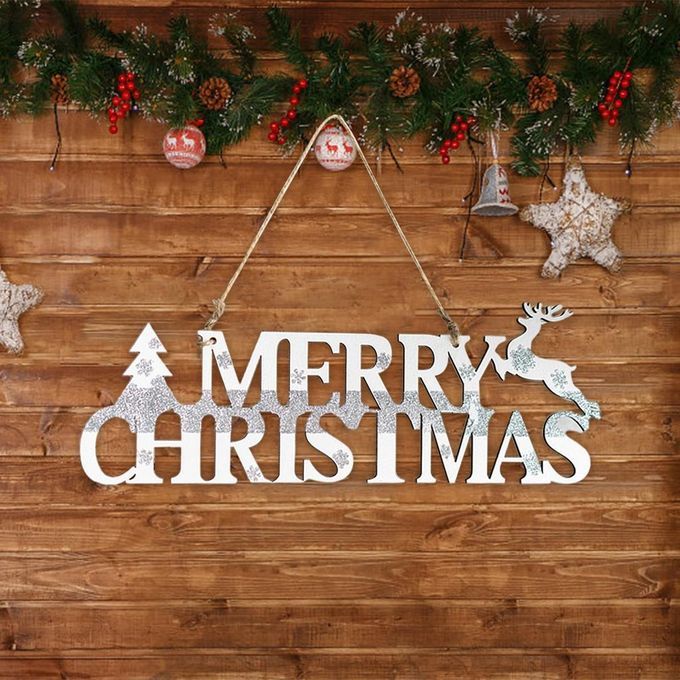 Christmas Letter Card Pendant Wooden White Holiday Gift Xmas Craft For